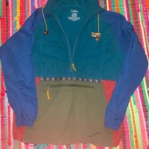 LLBean quarter zip rain jacket multi color